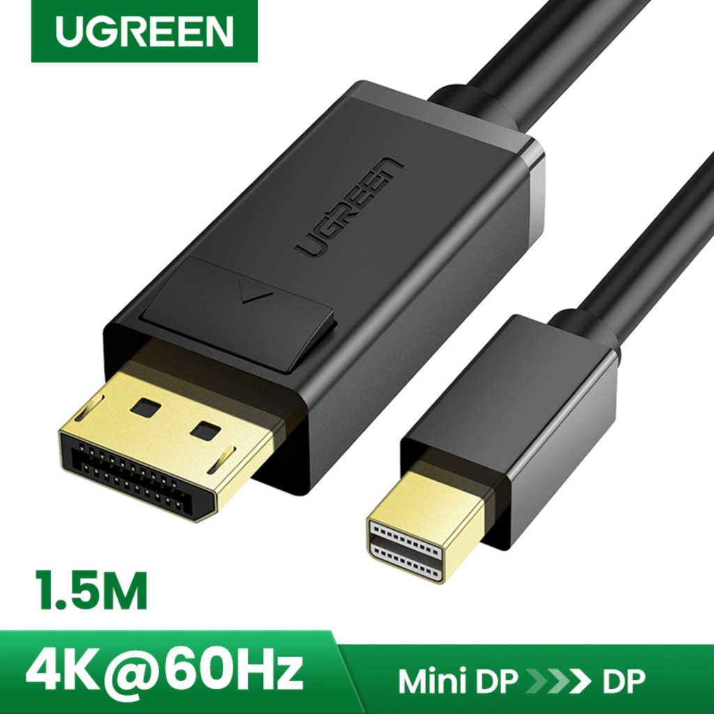 Cáp Mini Displayport to Displayport Ugreen 10477/ 10476 1.5M  Full HD 3D 4K*2K chính hãng - Thunderbolt To Displayport