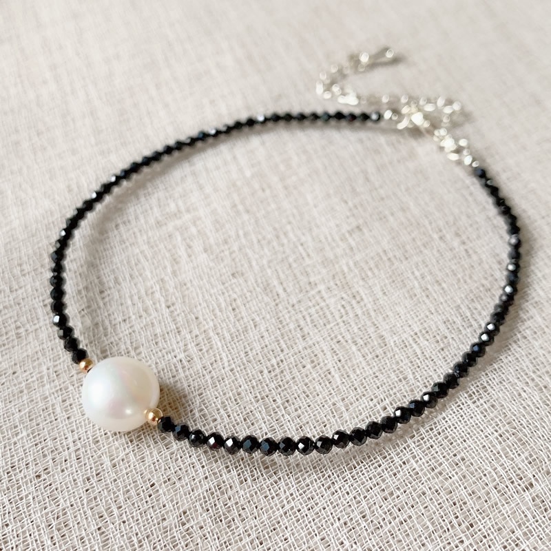 Vòng đeo tay chuỗi hạt đá đen lấp lánh thời trang