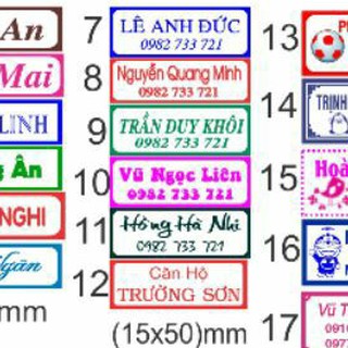 nhãn tên (bảng tên) + sdt ko hình mẫu 7 đến mẫu 12
