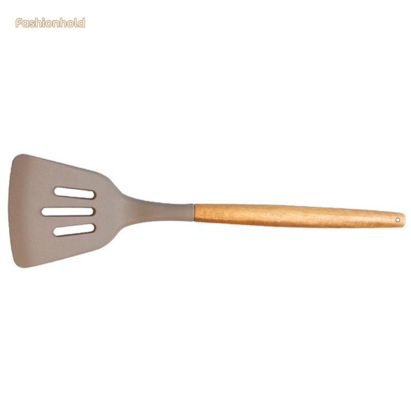 Dụng cụ nấu ăn silicone chịu nhiệt tay cầm gỗ nhiều loại tùy chọn dành cho nhà bếp