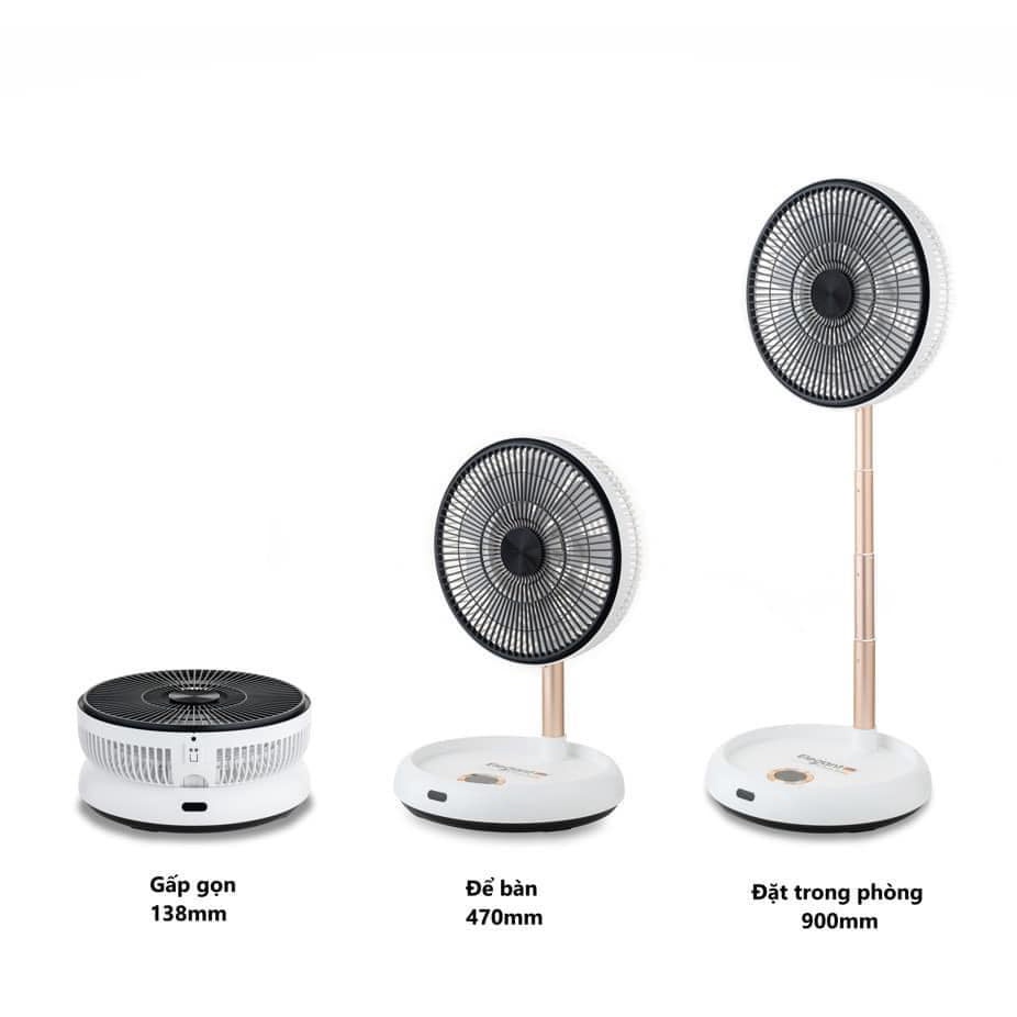 Quạt tích điện Gấp Gọn Elegant thông minh có điều khiển từ xa