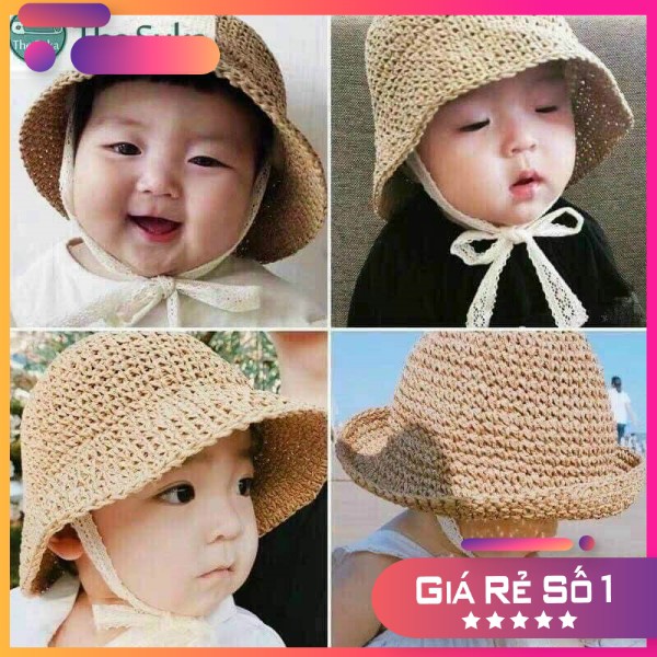 Mũ cói AjumaFREESHIPNón cói cho bé từ 0-3 tuổi hàng Quảng Châu loại 1