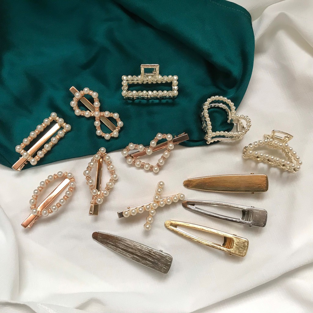 [XẢ LỖ MÙA DỊCH] Kẹp tóc đính ngọc đính đá xinh xắn Hàn Quốc phong cách vintage sang trọng