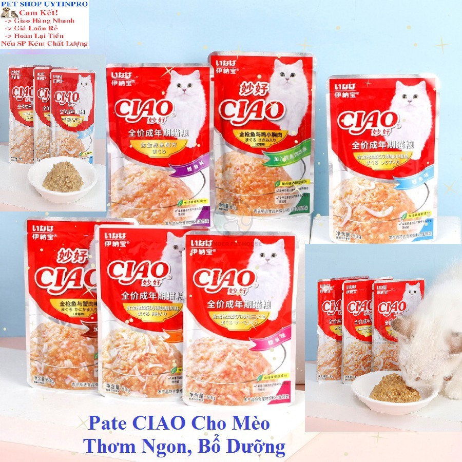 [Mã PET50K giảm Giảm 10% - Tối đa 50K đơn từ 250K] Pate CIAO Cho Mèo Gói 60g Thơm ngon bổ dưỡng