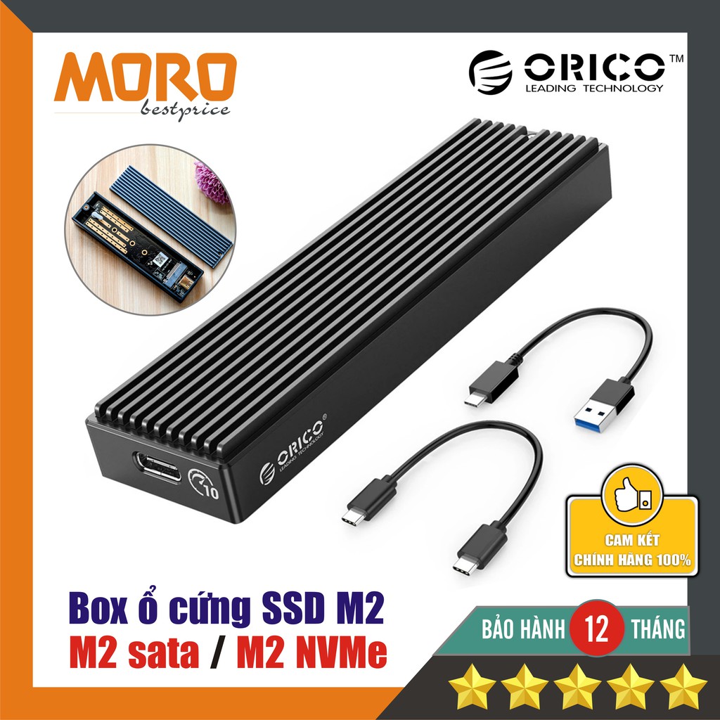 Box ổ cứng SSD M2 Orico - M2 Sata / M2 NVMe -  USB 3.1 - 10Gbps - tản nhiệt nhôm - chính hãng bảo hành 12 tháng!!