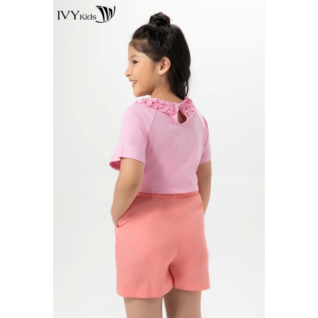 Áo thun cổ bèo bé gái IVY moda MS 57G1234