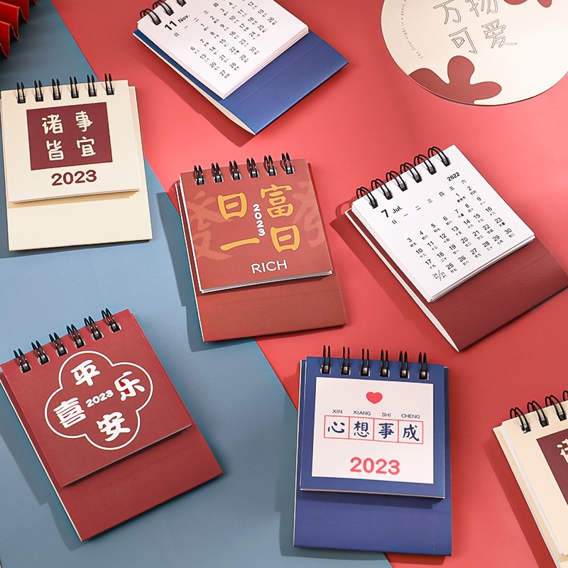 Lịch Để Bàn 2023 mini Màu Trơn Đơn Giản Dễ Thương
