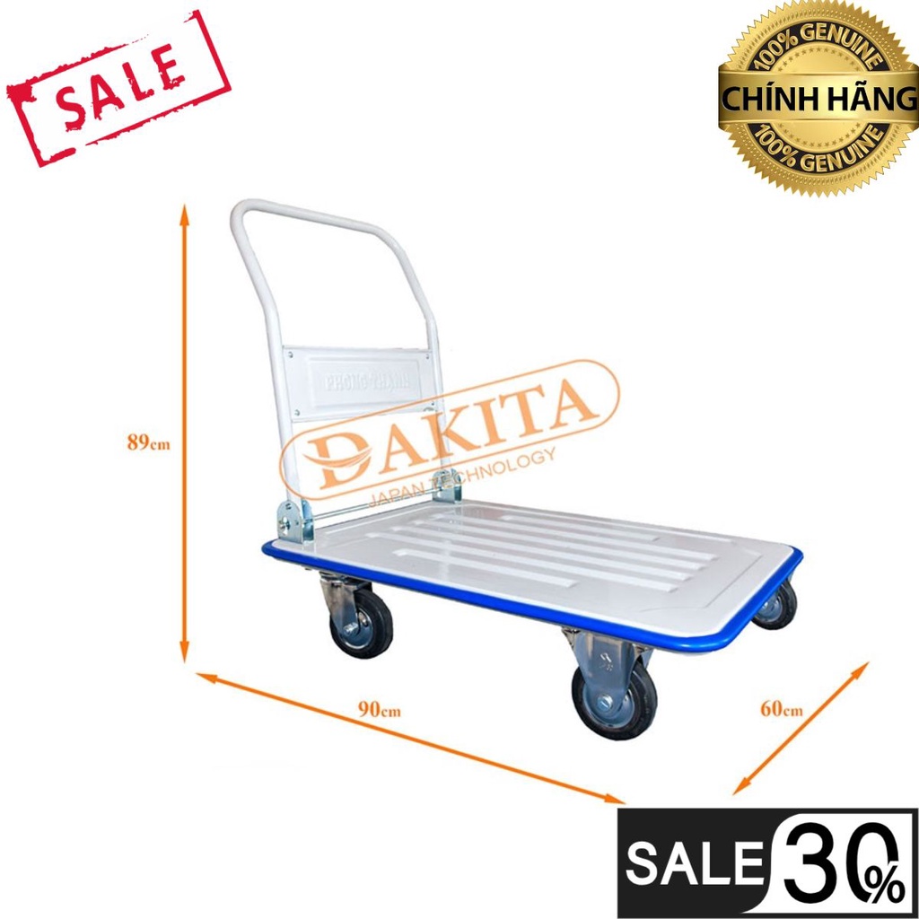 [BẢO HÀNG 2 NĂM] Xe đẩy hàng 4 bánh Phong Thạnh XTL 130DS (Tải 350kg) ⭐⭐⭐ [SÀN THÉP - BỀN BỈ]