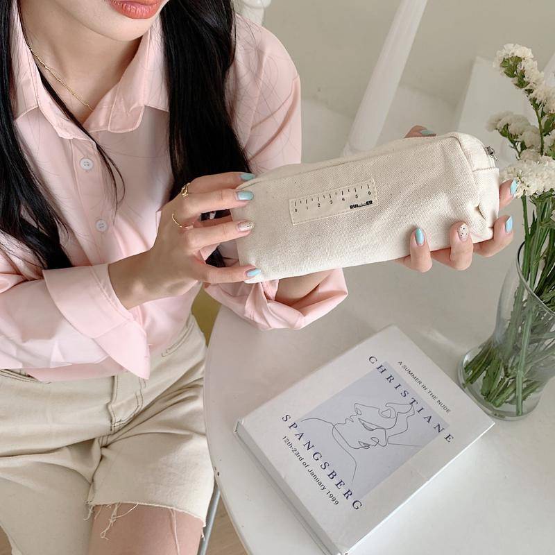 Túi Đựng Bút Bằng Vải Canvas Màu Sắc Đơn Giản