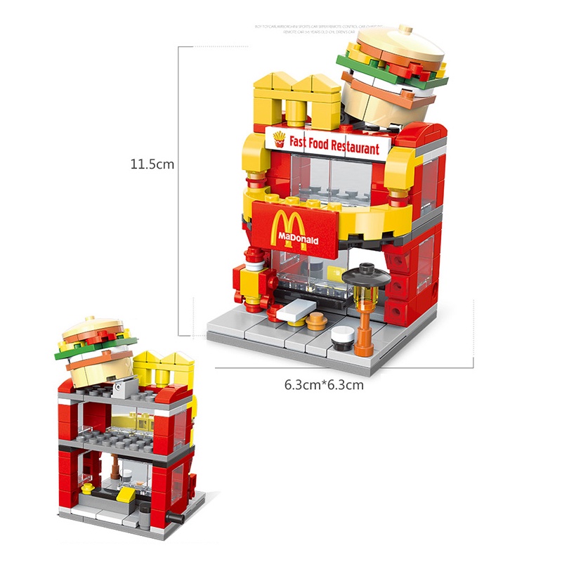 【Spot】 Nike Store Building Blocks， Starbucks Building Blocks， Mcdonald'S Building Blocks， Cake Shop Building Blocks， - Pellets， Kfc Building Blocks， Street View Building Blocks， Children'S Educational Toys