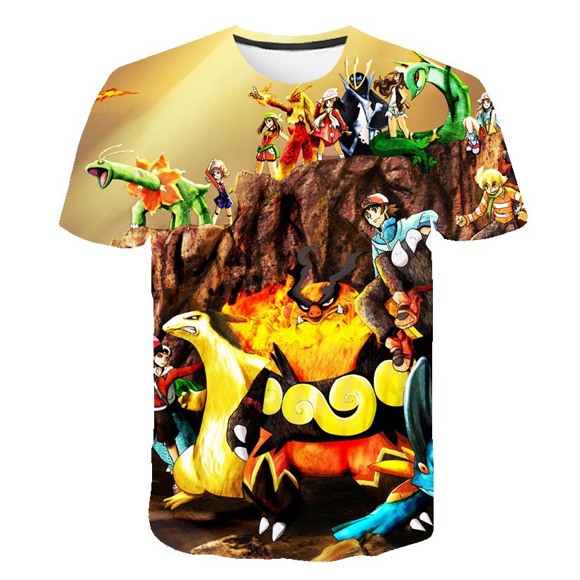 Áo thun HUQISHA cho nam in hình Pokemon cơ bản