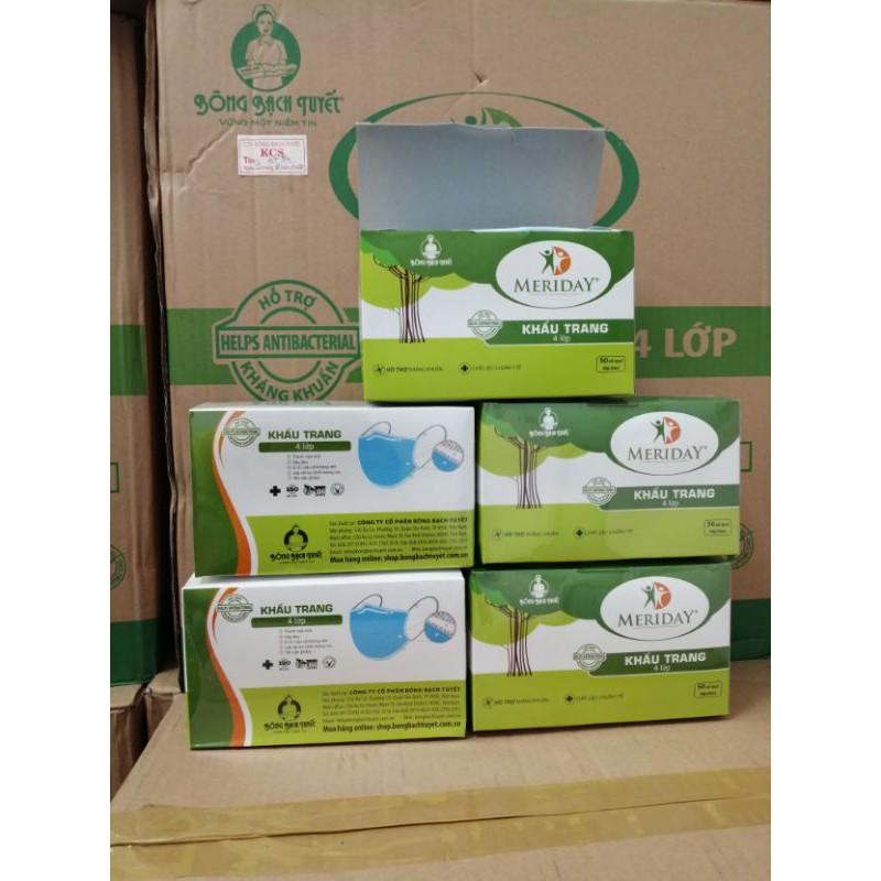 6 hộp khẩu trang y tế Meriday 4 lớp (công ty Bông Bạch Tuyết) | BigBuy360 - bigbuy360.vn