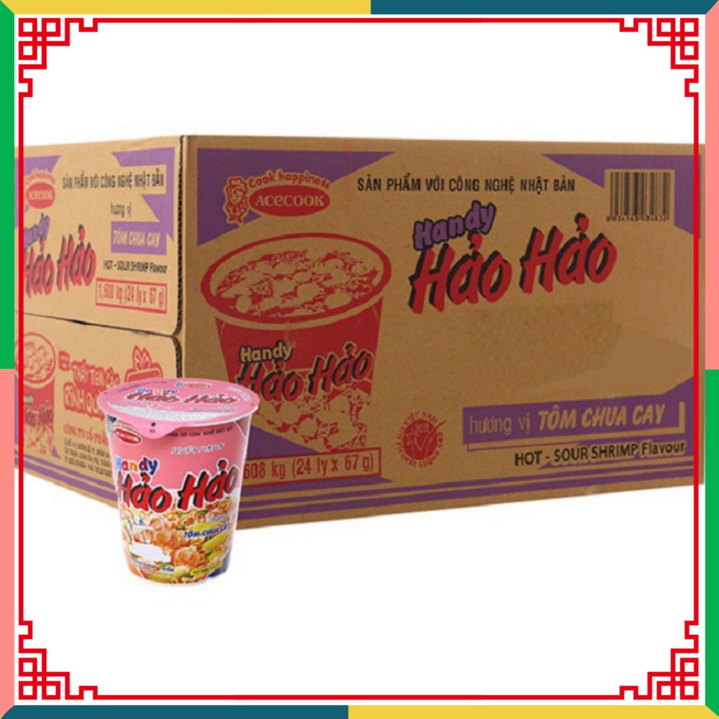 HOT LIKE Thùng 24 ly mì hảo hảo handy vị tôm sâu cay Acecook