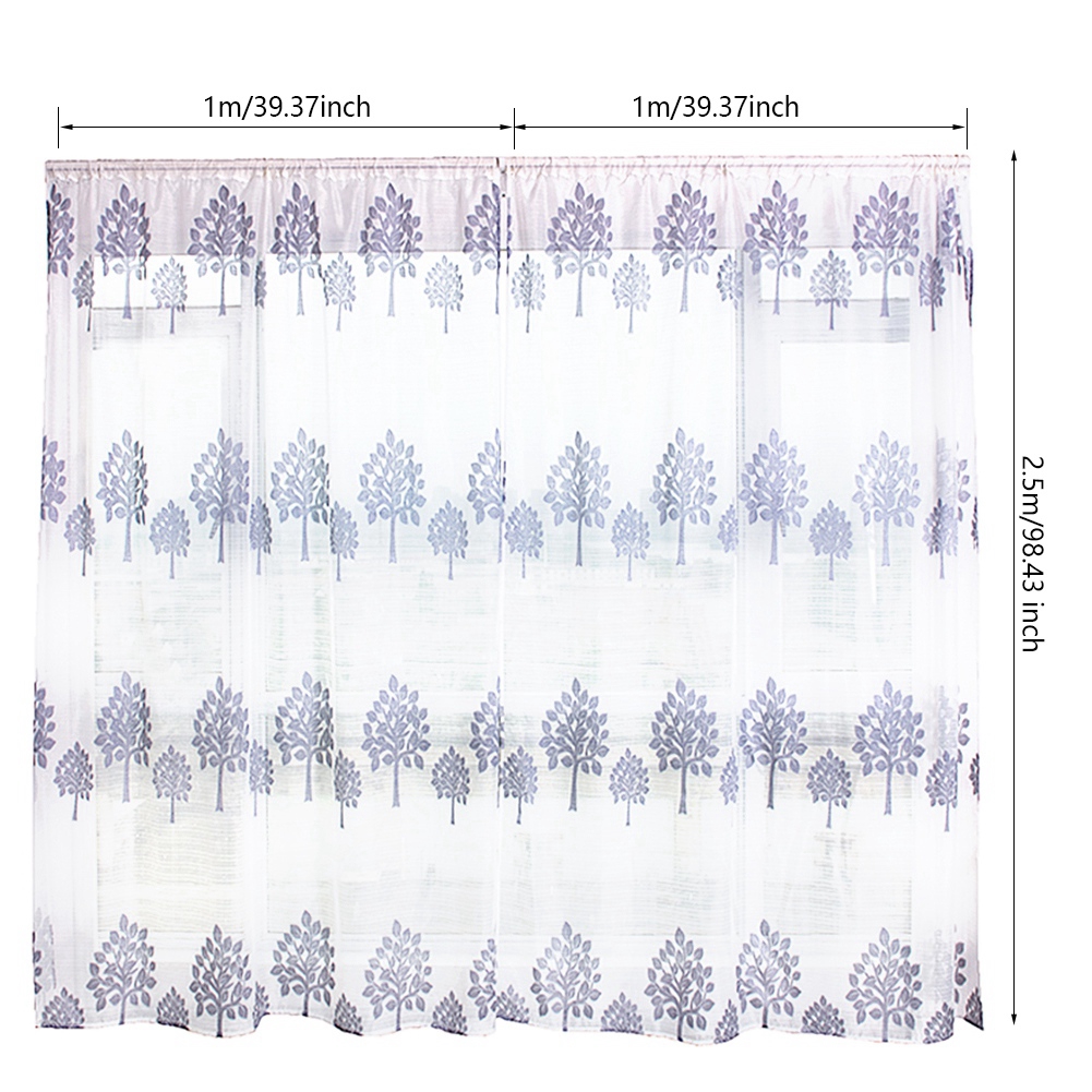 Rèm cửa chống muỗi bằng vải voan họa tiết cây lá đẹp mắt kích thước 1x2.5cm
