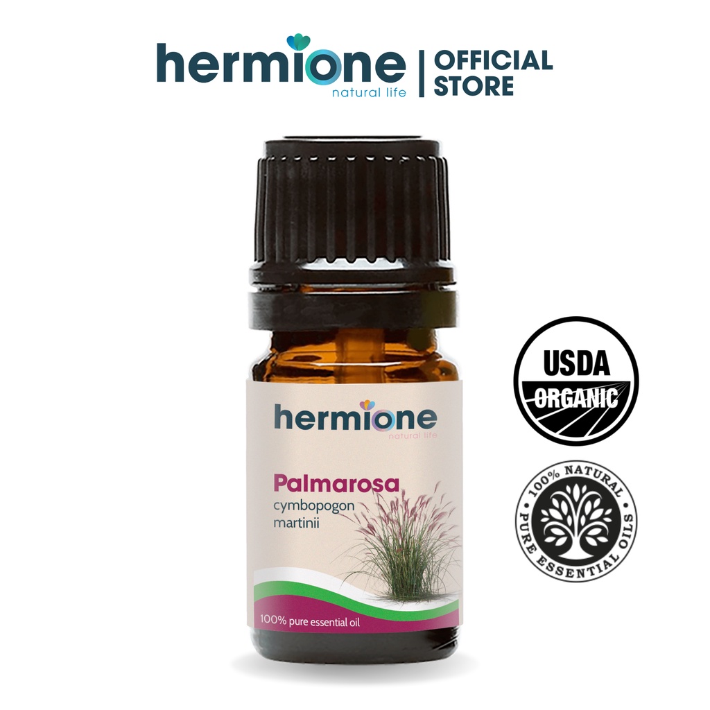 Tinh Dầu Sả Hoa Hồng Palmarosa Hermione Natural Life, 100% Thiên Nhiên Nguyên Chất, Thơm Dịu Nhẹ, Xông Thơm Phòng