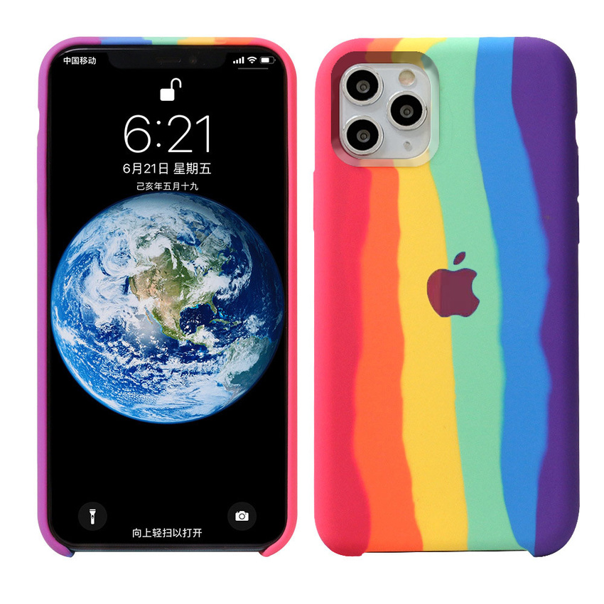 Ốp điện thoại cao su silicone màu cầu vồng cho Iphone 11 Pro X Xs Max Xr 6 6s 7 8 Plus Se 2020