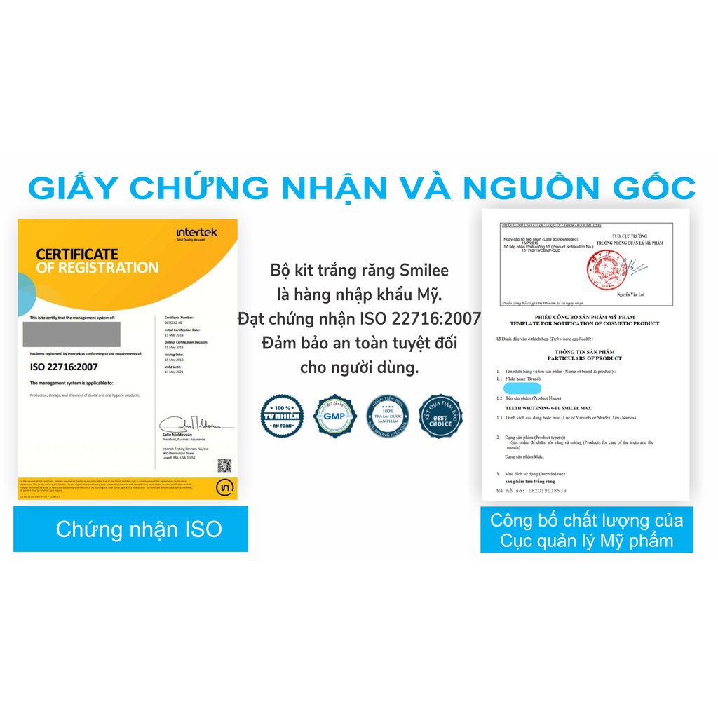 [FREESHIP] Bộ tẩy trắng răng tại nhà Smilee - Hàng nhập khẩu USA - Làm trắng răng, loại bỏ mảng bám, cao răng - Vistyle