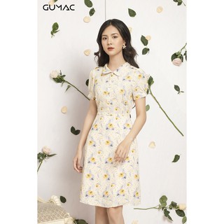 Đầm nữ họa tiết cổ bẻ gumac ms12075_trang