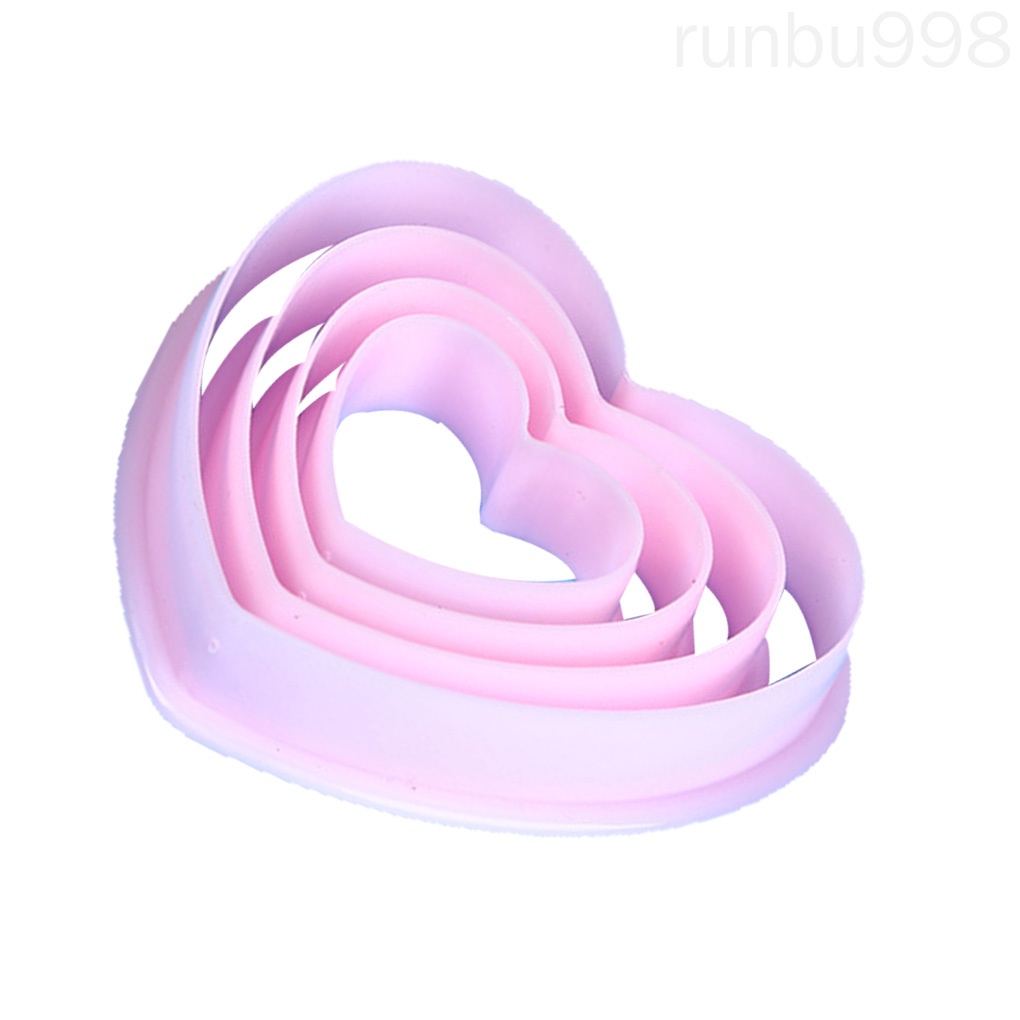 Set 4 Khuôn Nhựa Làm Bánh Hình Trái Tim Xinh Xắn Runbu998
