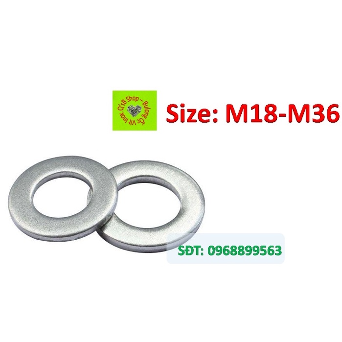 Long đen phẳng inox, vòng đệm phẳng inox 201,304,316 size M18-M36. combo 10 cái, DIN 125A