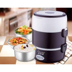 Tặng Sticker  Hộp Cơm Cắm Điện Hâm Nóng Inox Cao Cấp 3 Tầng Đa Năng Làm Nóng Nhanh An Toàn Chính Hãng - HÀNG MỚI VỀ