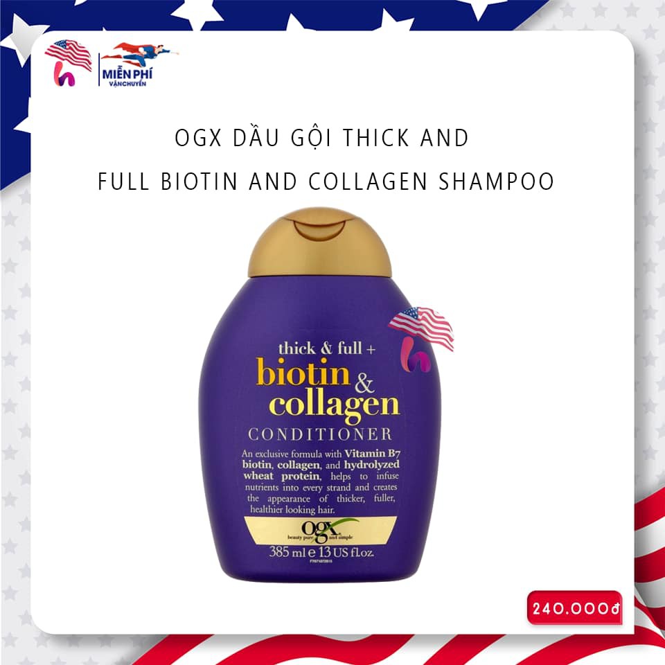 OGX Dầu Gội Thick And Full Biotin And Collagen Shampoo 385ml