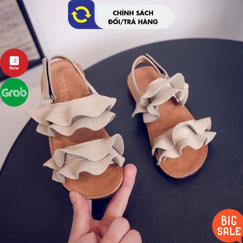 Dép bé gái nhún bèo đáng yêu - Dép quai hậu đi học-chơi-biển cho bé siêu êm chân đế dẻo mẫu mới 2022 size 26-35