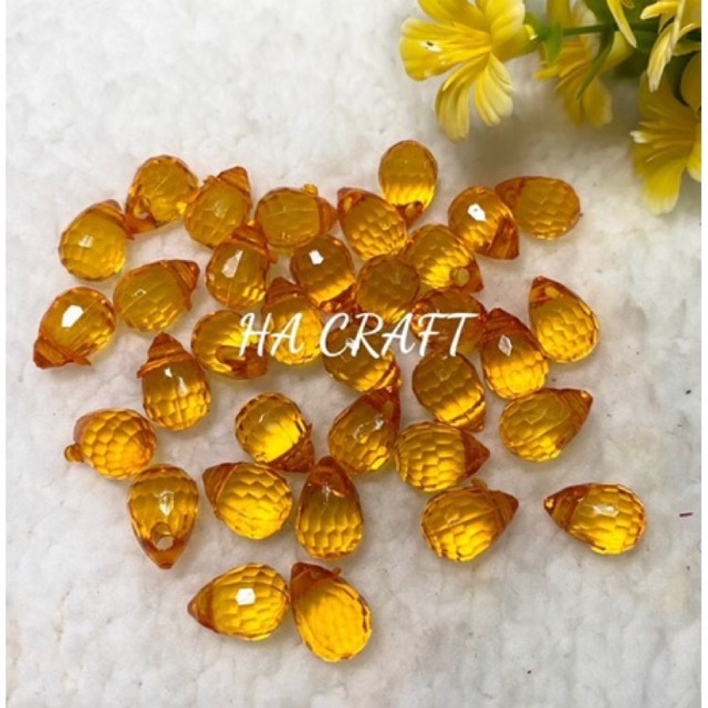 Hạt nụ giọt nước pha lê, hạt nhựa (nụ dạ quang) làm hoa handmade DIY