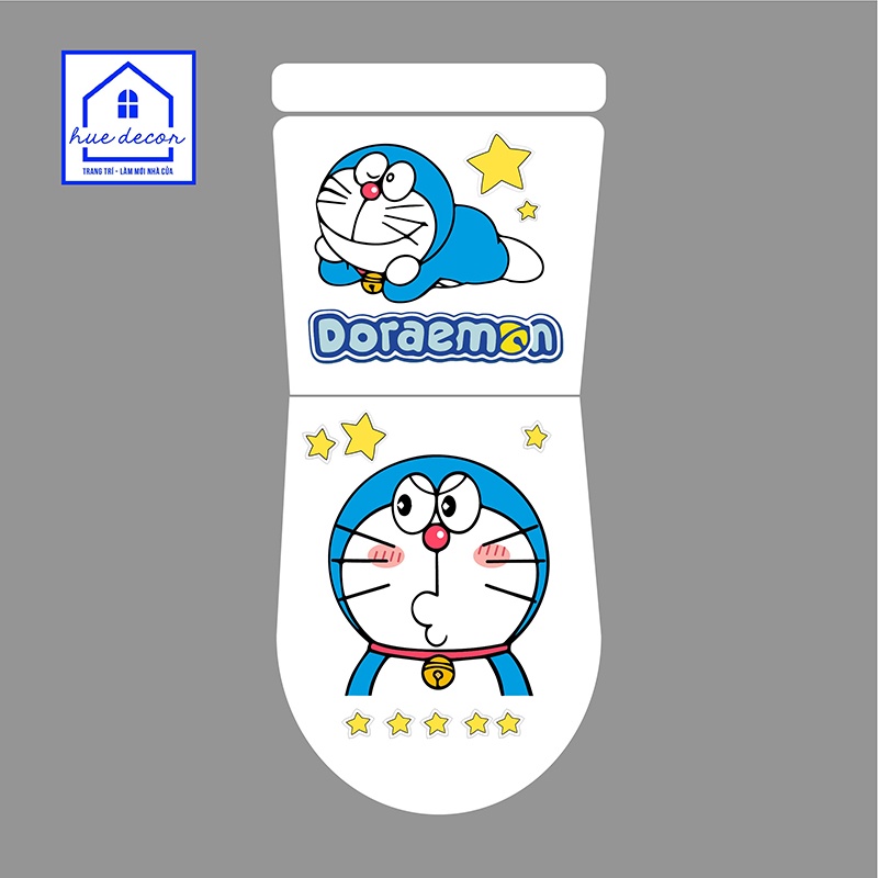 Miếng dán bồn cầu Doraemon chống nước chùi rửa thoải mái