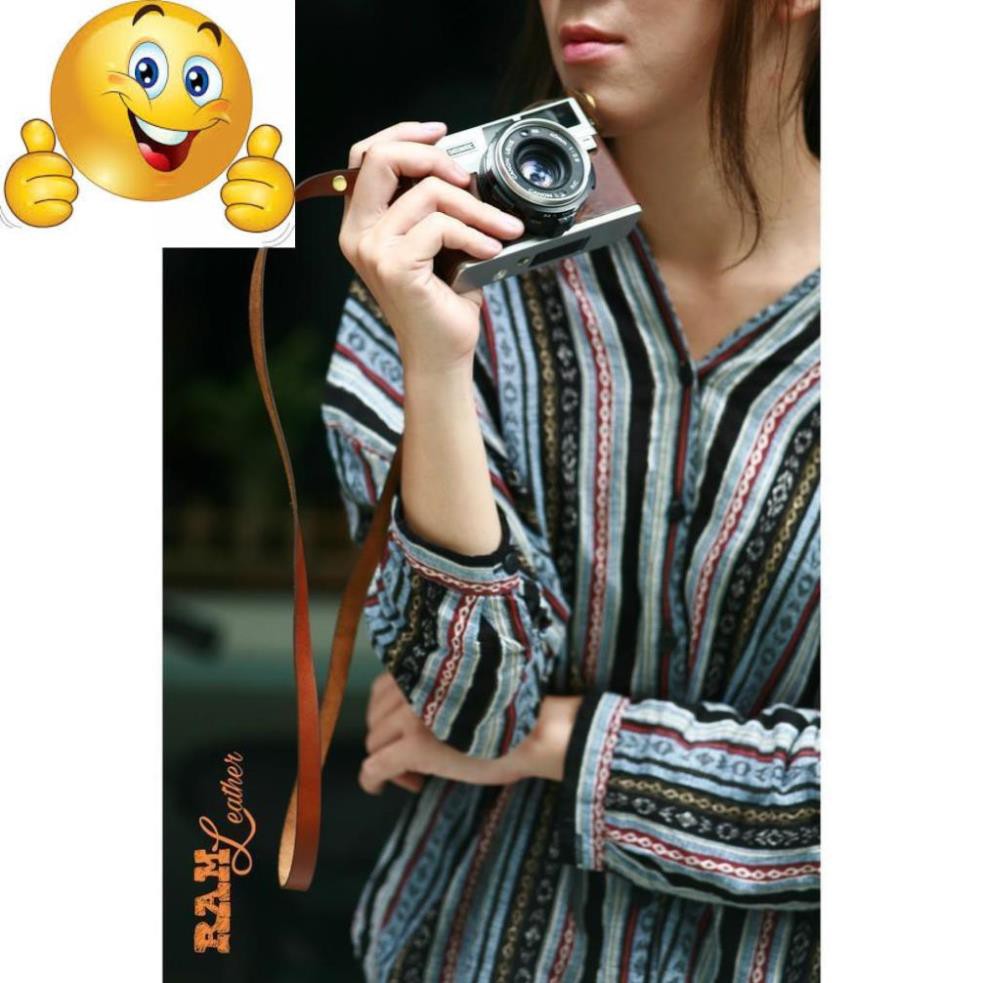 Dây Máy Ảnh Máy Film Và Mirroless Da Bò Thật Bền Đẹp Nâu Sáng- Ram A2 Light Brown Vintage