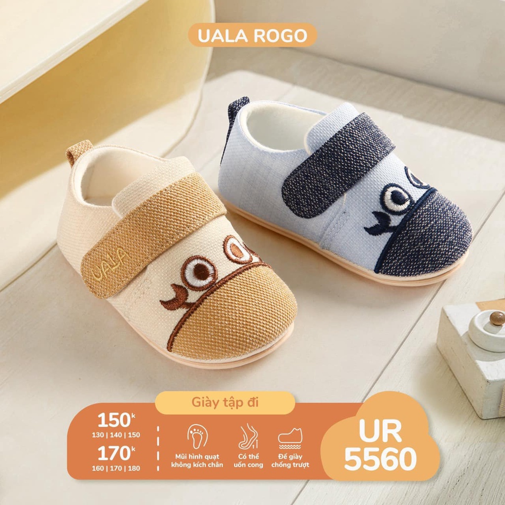 Giày tập đi UalaRogo đế cao su non nhẹ, chống trơn trượt cho bé trai, bé gái
