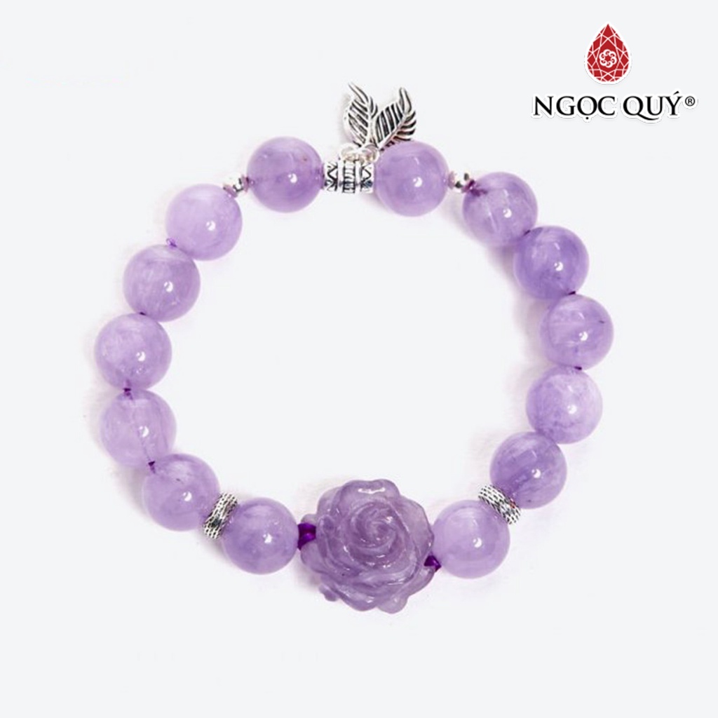 Vòng tay TA tím ngọc phối hoa mẫu đơn - Ngọc Quý