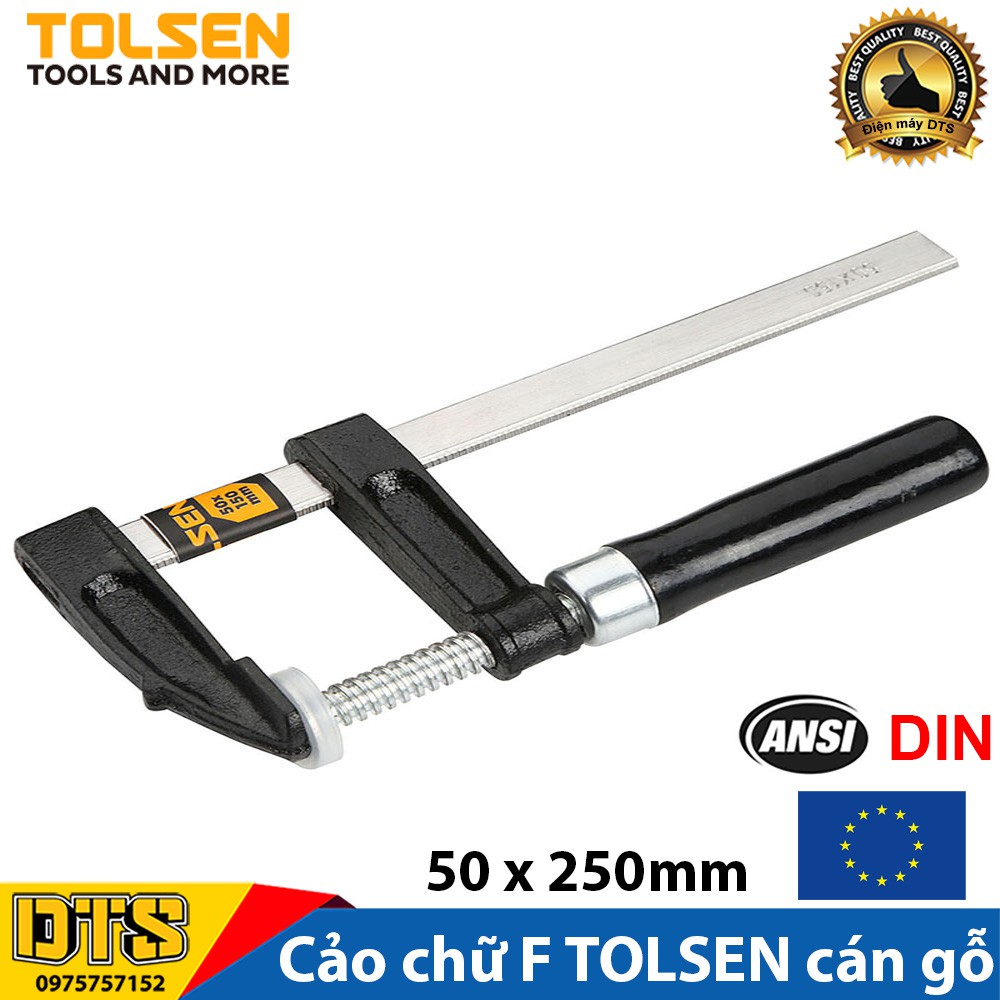 ⚜️FREESHIP⚜️ Cảo chữ F cán gỗ  50 x 250mm TOLSEN - Tiêu chuẩn xuất khẩu Châu Âu (Vam kẹp gỗ chữ F)