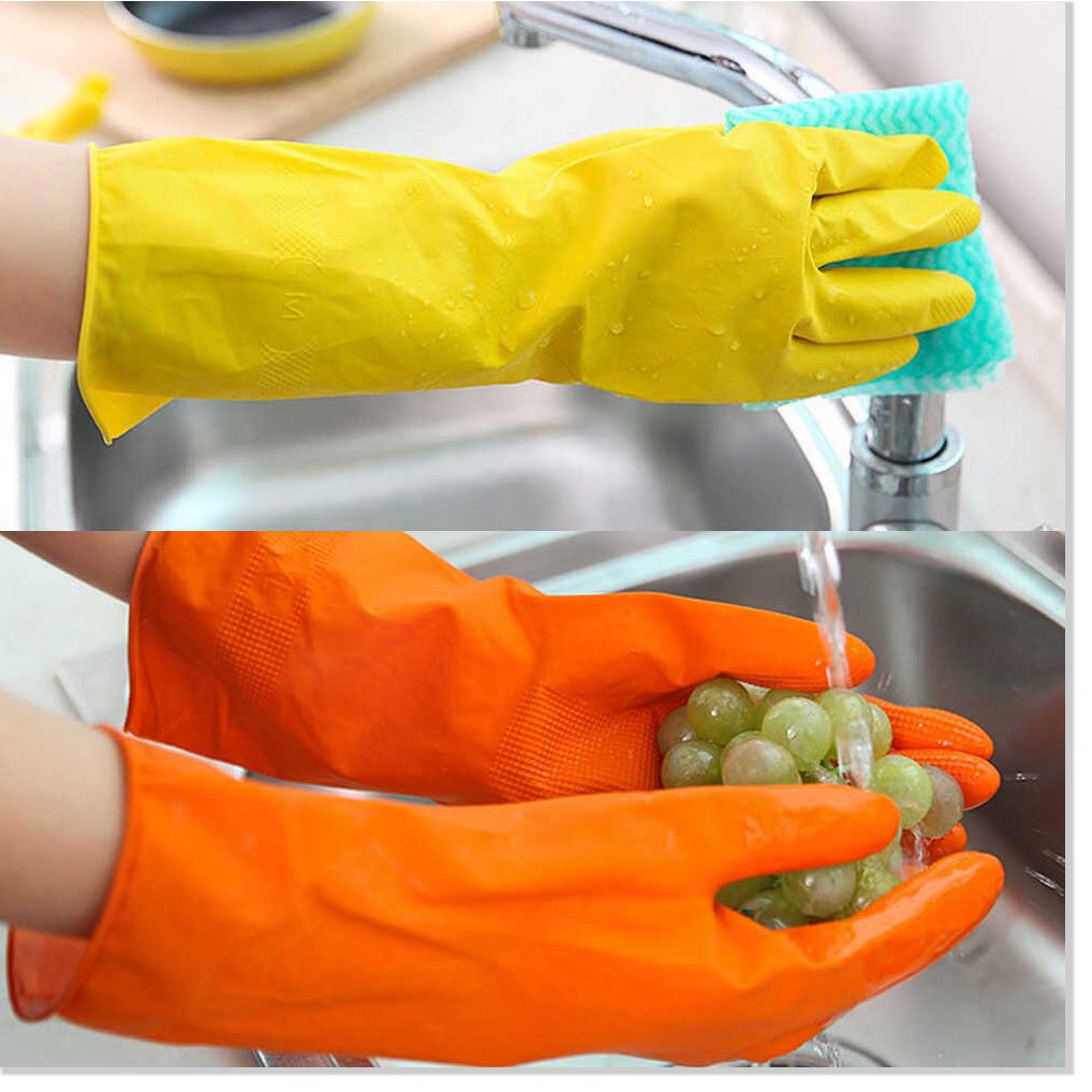 Găng tay cao su rửa chén bảo vệ da tay được sản xuất với nguyên liệu 100% cao su thiên nhiên độ bền cao