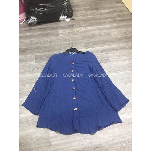 Áo Somi Voan ATP.9 Xanh Navy Cổ Tim - 1027