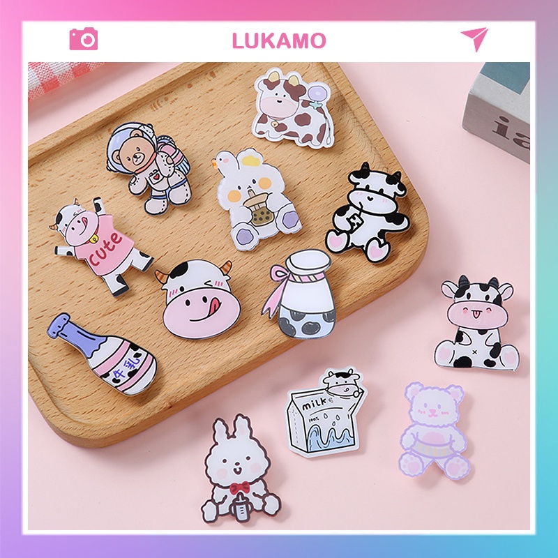 Sticker cute pin cài áo phụ kiện trang trí túi xách balo LUKAMO ST300