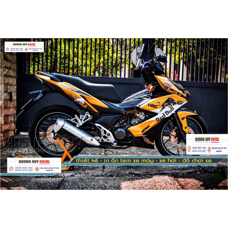 Tem trùm xe Winner X cam đen redbull, độ thiết kế team dán phủ decal xe máy giá rẻ đẹp