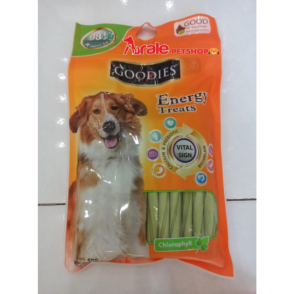 BÁNH THƯỞNG GOODIES VỊ DIỆP LỤC BỔ SUNG CANXI CHĂM SÓC RĂNG THƠM MIỆNG CHO CHÓ 500GR TÚI ZIP