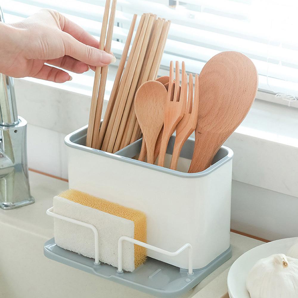 Giá Đỡ Bọt Biển Rửa Chén Cao Cấp Kèm Khay Nhỏ Giọt Tiện Dụng Cho Nhà Bếp