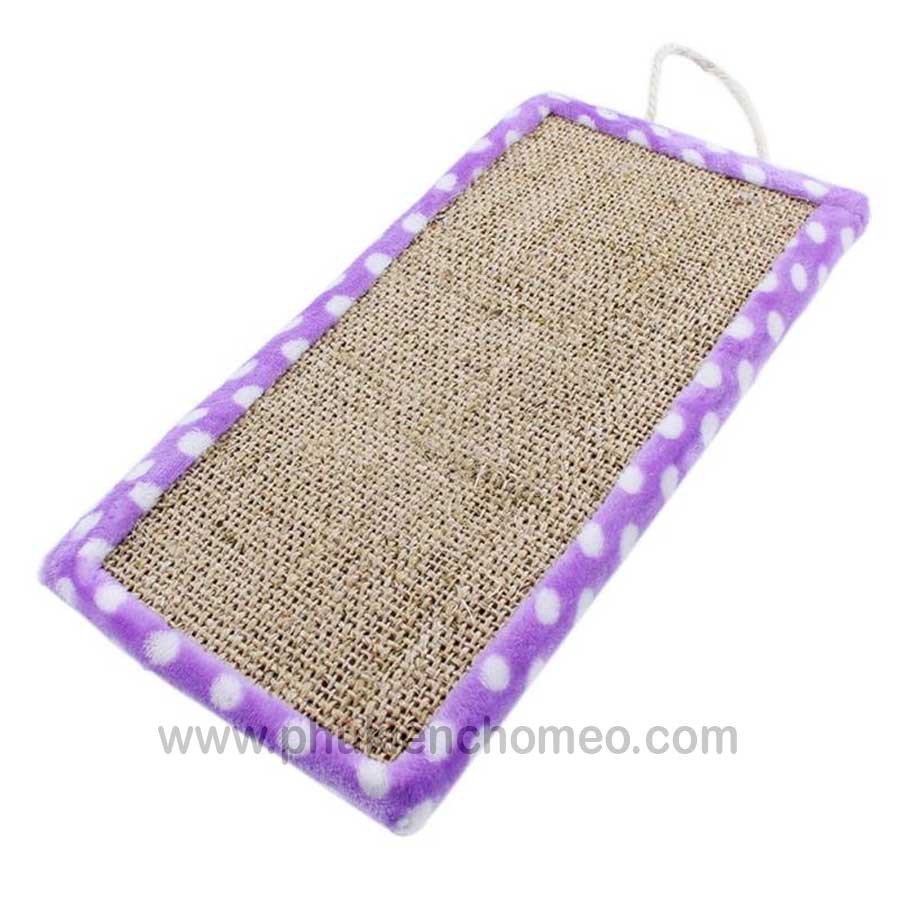 [HOT]  - Cào móng/ Đồ chơi hình chữ nhật bằng cói viền nhung có thể treo tường dành cho mèo