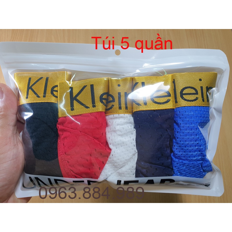 Túi 5 quần lót nam dạng sịp đùi C.03 nhiều màu cho anh em, dạng cạp vàng chất thun lưới cao cấp