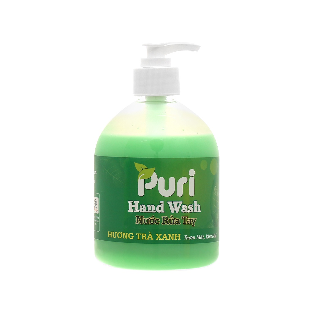 Nước rửa tay Puri hương lavender/dưa lưới/ trà xanh/táo chai 500ml