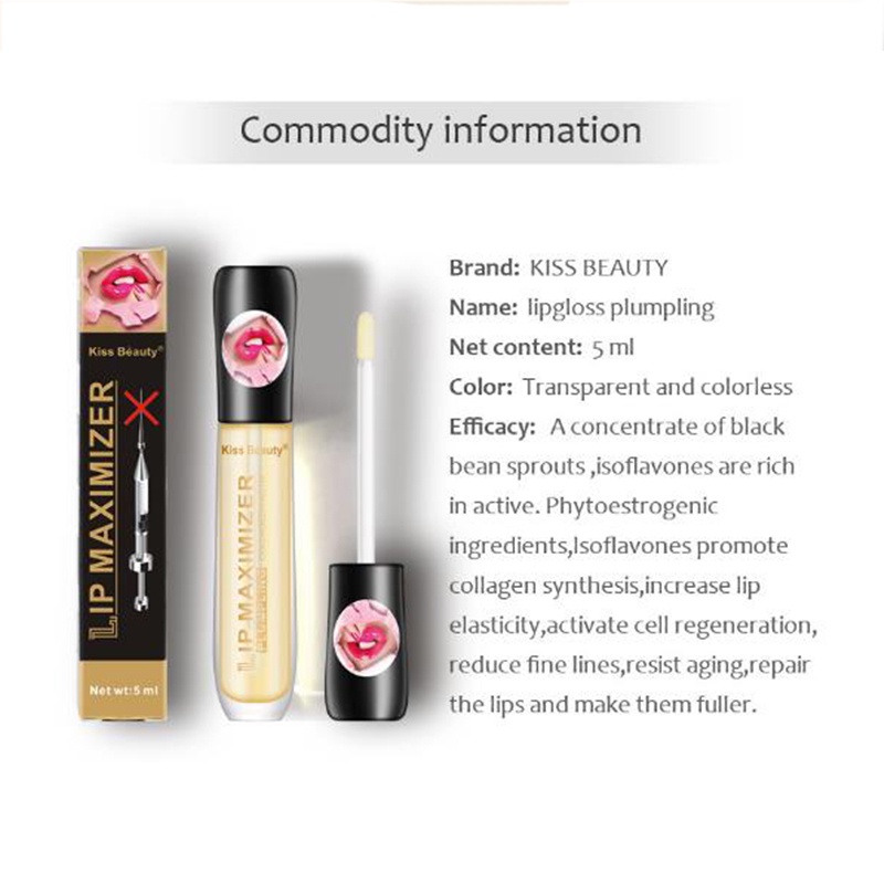 Dầu dưỡng môi KISS BEAUTY trong suốt tự nhiên dưỡng ẩm chống nứt nẻ, giúp môi mềm mại căng bóng