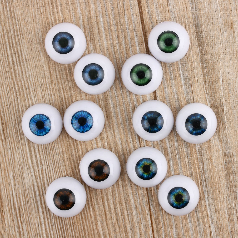 DIACHA 1pair 20MM Funny Eyeballs Animal Half Round Hollow Realistic Dolls Eyes Blue Brown Black Accessories Kids Toy Real Like 20inch new Baby