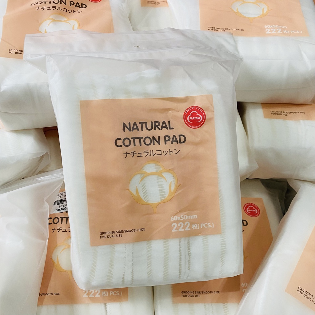 Bông tẩy trang 3 lớp 222 miếng Natural Cotton Pad - Siêu dày, siêu mềm mịn-CHÍNH HÃNG