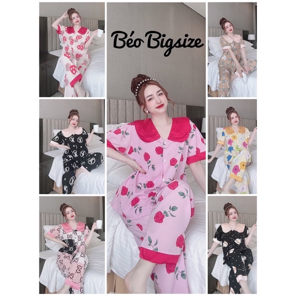 Đồ Bộ Pyjama Bigsize -Béo Bigsize 55-95kg Pyjama Bigsize Cao Cấp Mặc Nhà  Đẹp,Chất  Lụa Nhật mát xịn