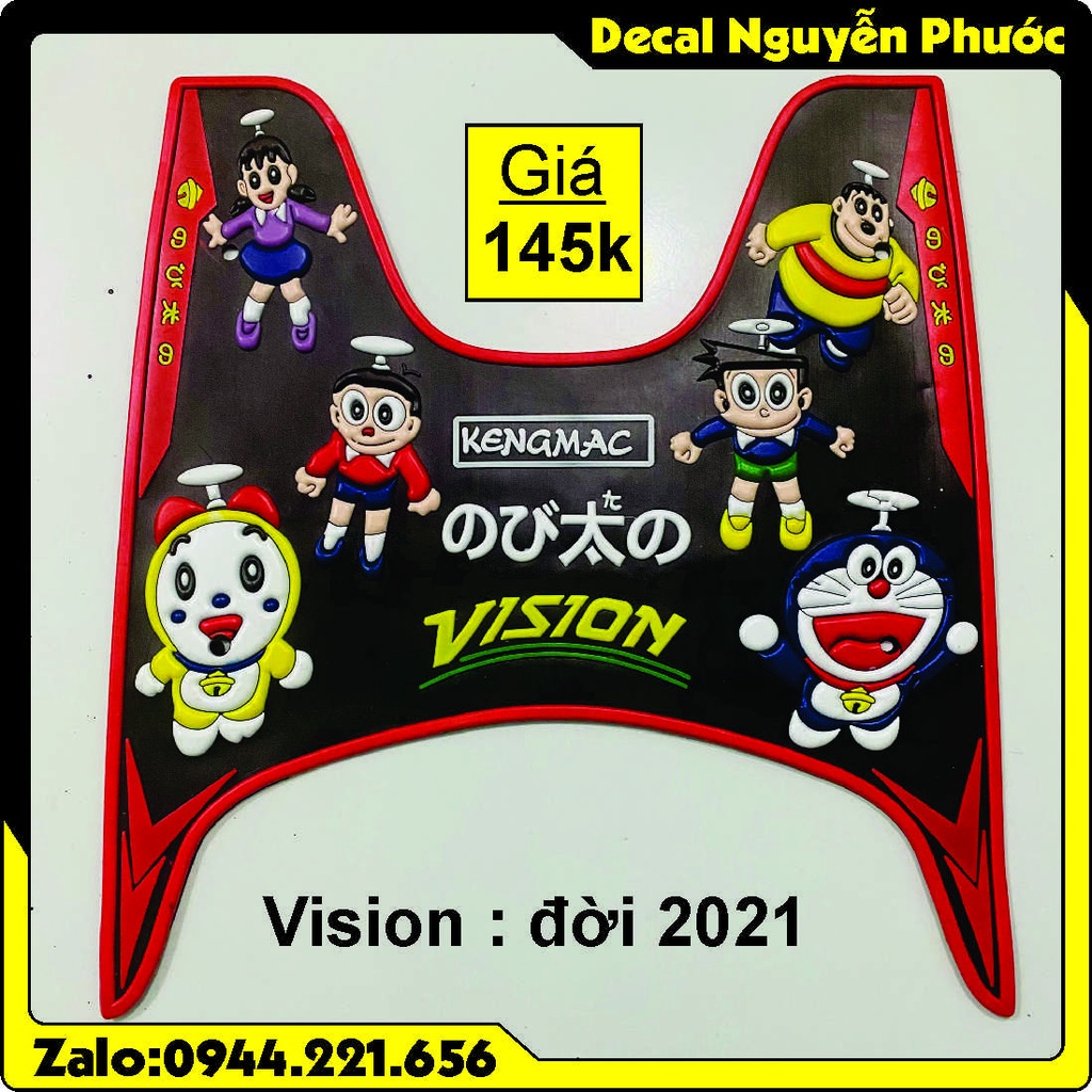 Thảm lót chân Vision 2014-2021 + tặng 1 tờ Sticker (dán xe - dán nón - dán đt đều đc, chống nước)