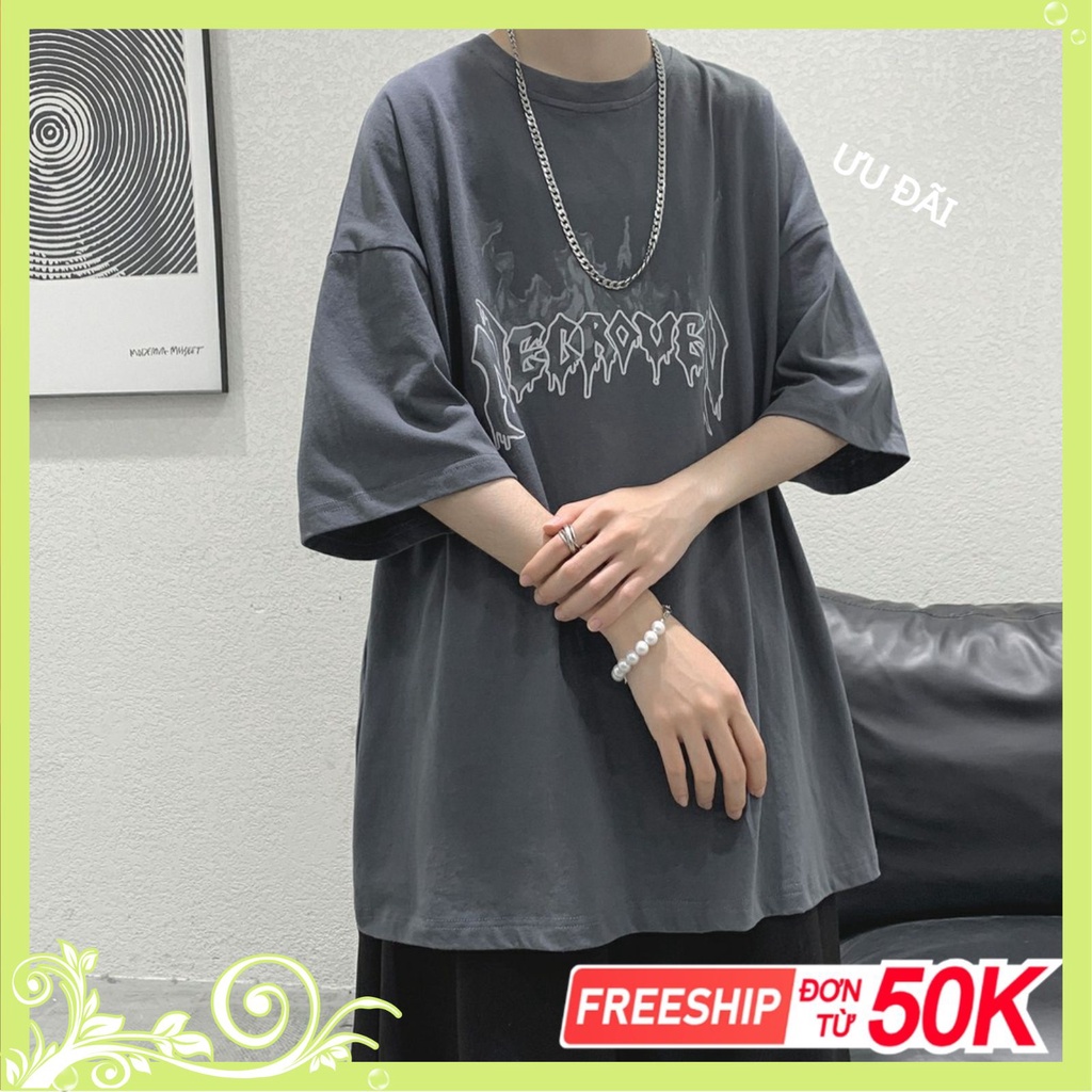 Áo phông nam nữ tay lỡ form rộng unisex phong cách Oversize chất cotton dày dặn min A56, Áo thun nam nữ form rộng