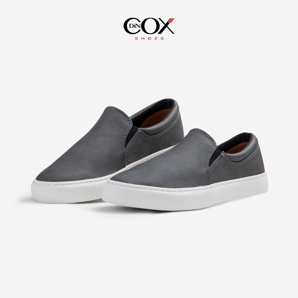 Giày Lười Sneaker Da Nam DINCOX C38 Đơn Giản, Lịch Lãm Charcoal