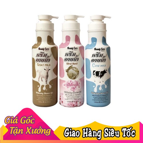 Sữa tắm Bò / Dê / Yến Beauty Care Goat Milk/ Cow Milk 1200ml